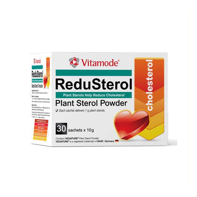 Vitamode ReduSterol 10g sachets plant sterol powder supplement box with heart graphic