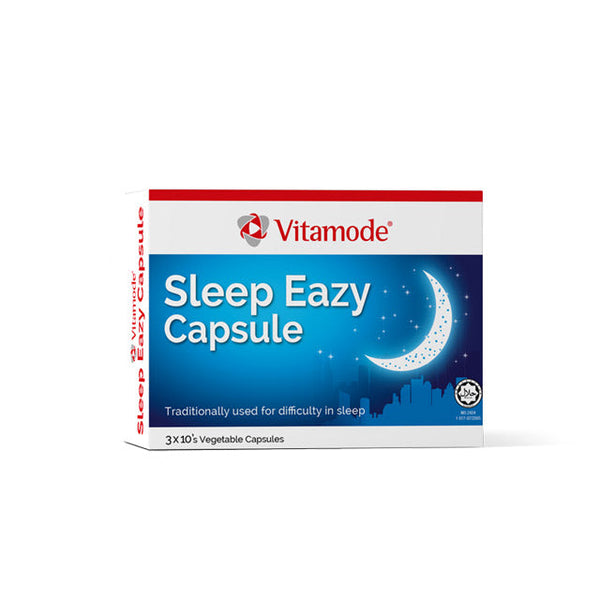 Vitamode Sleep Eazy Capsules packaging designed for better sleep with three tens of vegetable capsules