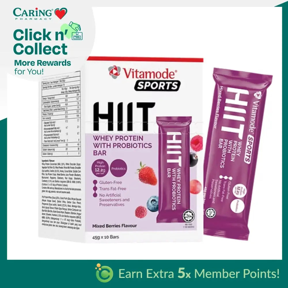 VITAMODE SPORTS HIIT WHEY PROTEIN WITH P ROBIOTICS BAR MIXED BERRY FLAVOUR 10S