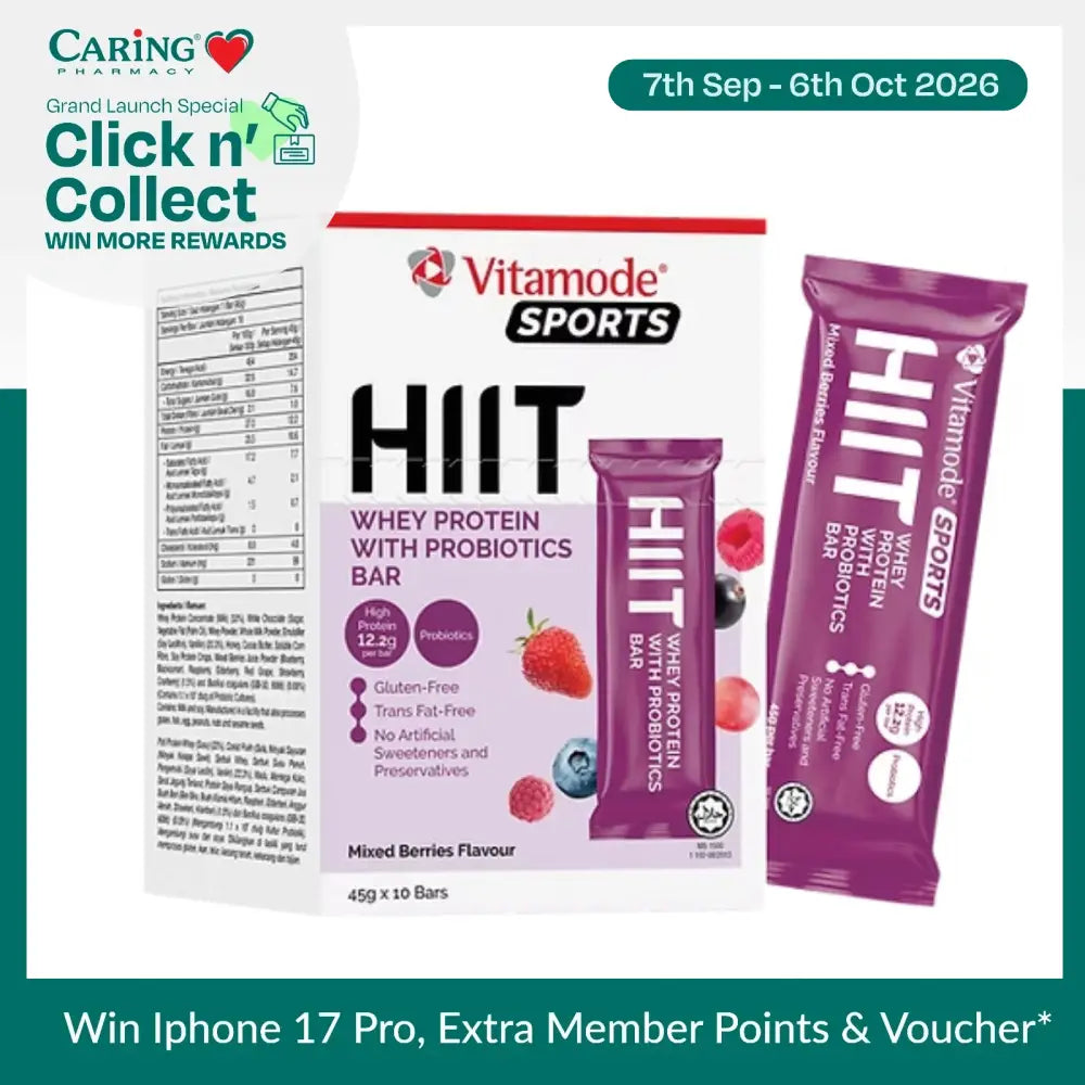 VITAMODE SPORTS HIIT WHEY PROTEIN WITH P ROBIOTICS BAR MIXED BERRY FLAVOUR 10S