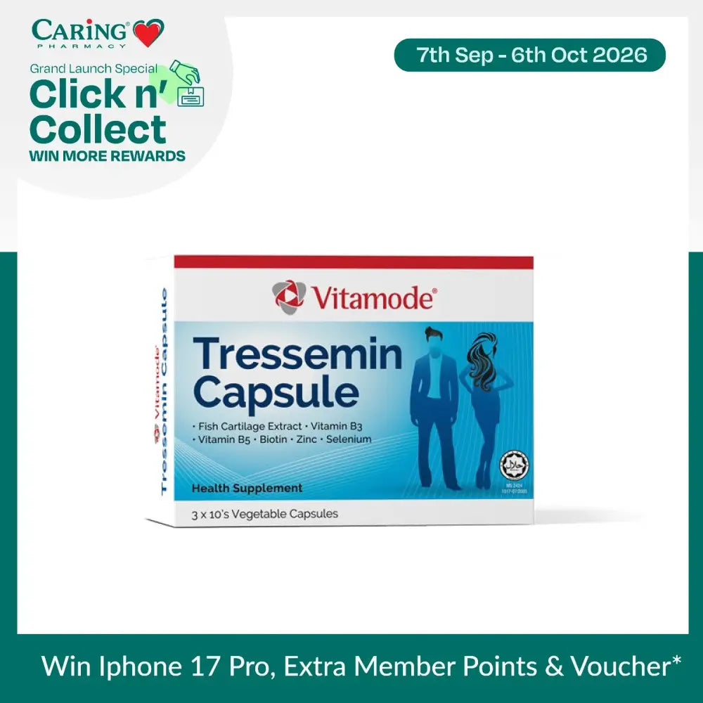 Vitamode Tressemin capsules in a box with fish cartilage extract, vitamins, and minerals for health support