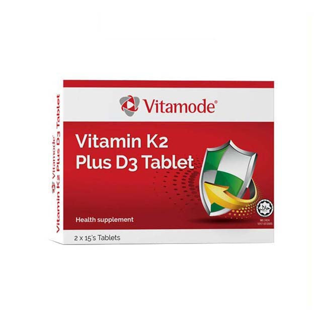 Vitamode Vitamin K2 D3 supplement box with 30 tablets for enhanced health support