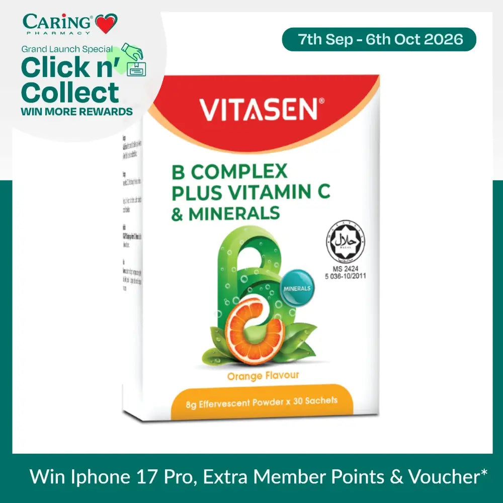 VITASEN B COMPLEX PLUS VITAMIN C & MINERALS EFFERVESCENT POWDER OR 30S