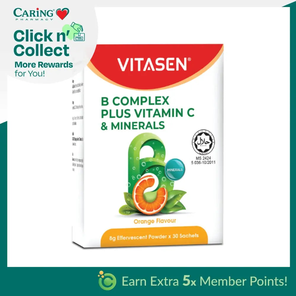 VITASEN B COMPLEX PLUS VITAMIN C & MINERALS EFFERVESCENT POWDER OR 30S