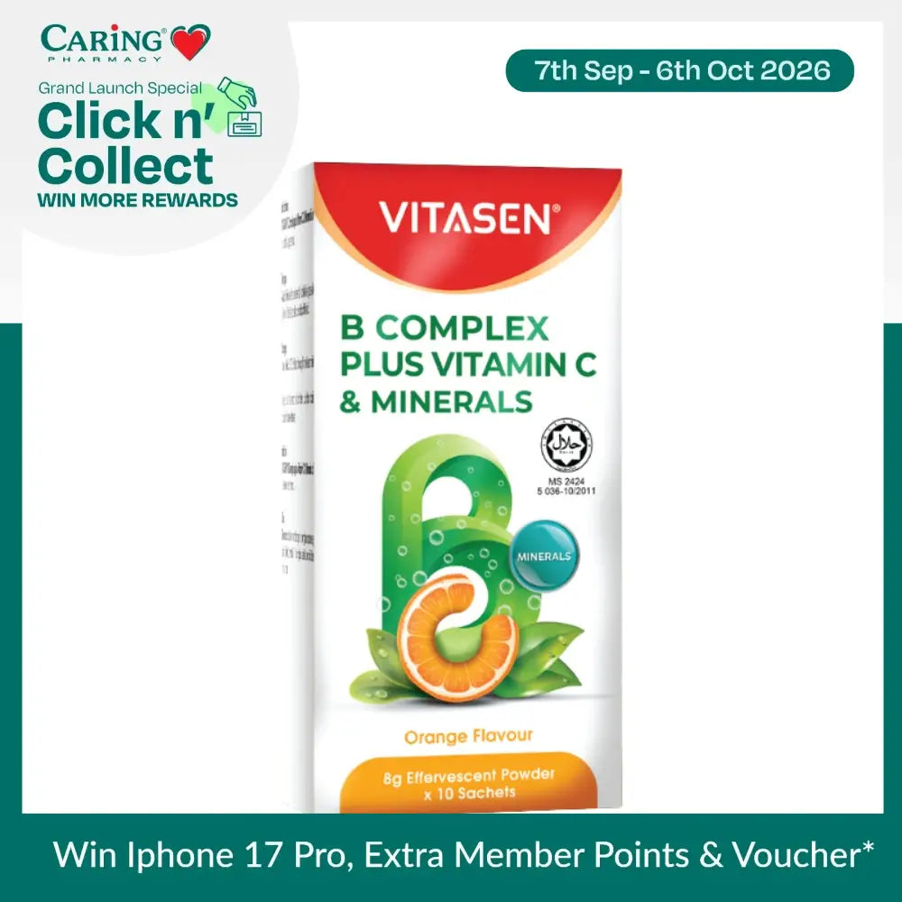VITASEN B COMPLEX PLUS VITAMIN C & MINERRALS EFFERVESCENT POWDER 10S