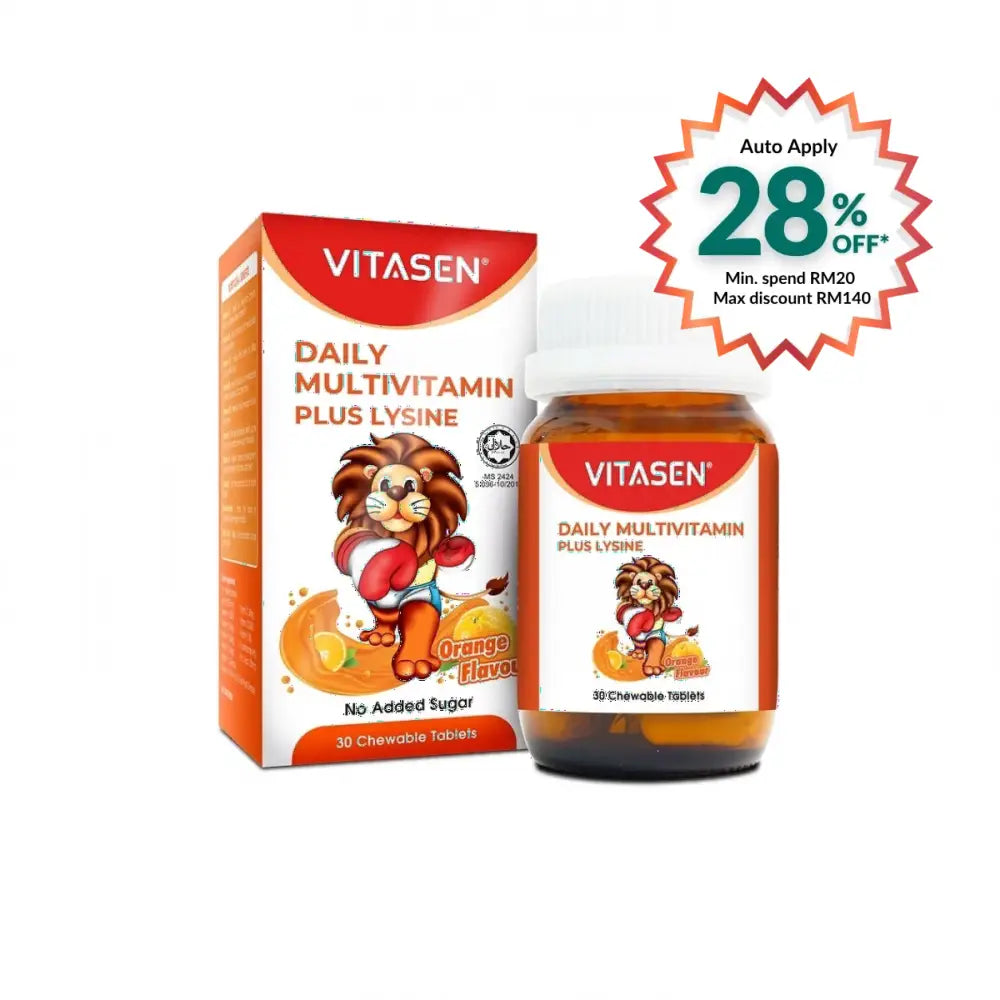 VITASEN DAILY MULTIVITAMIN PLUS LYSINE ORANGE 60S