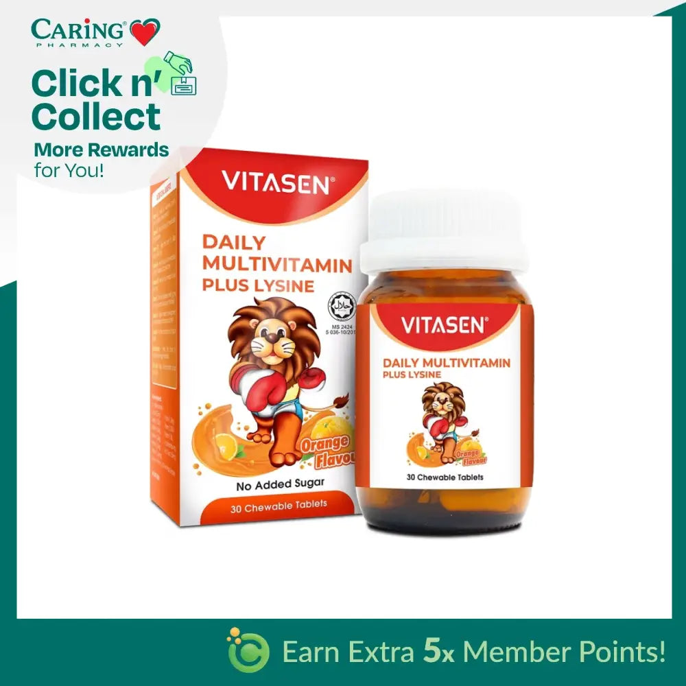 VITASEN DAILY MULTIVITAMIN PLUS LYSINE ORANGE 60S