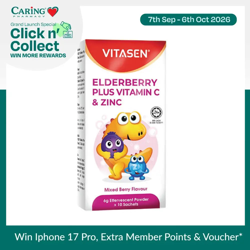 VITASEN ELDERBERRY + C 250MG EFFERVESCENT POWDER 10S
