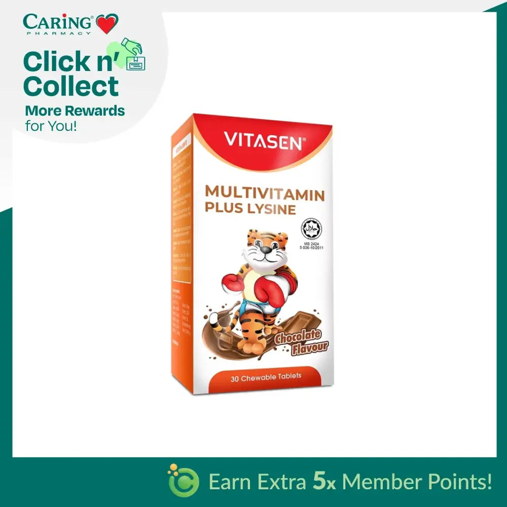 VITASEN MULTIVITAMIN PLUS LYSINE 60’S (CHOCOLATE)