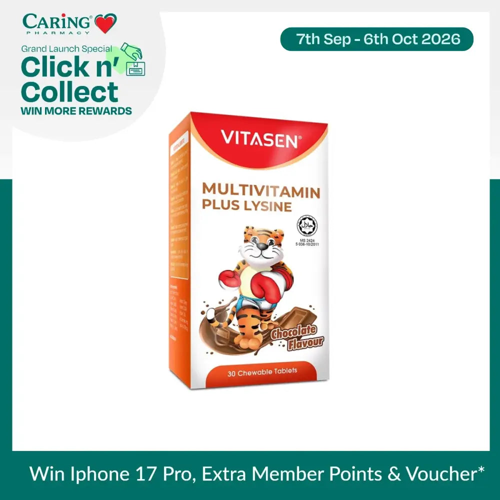 VITASEN MULTIVITAMIN PLUS LYSINE 60’S (CHOCOLATE)