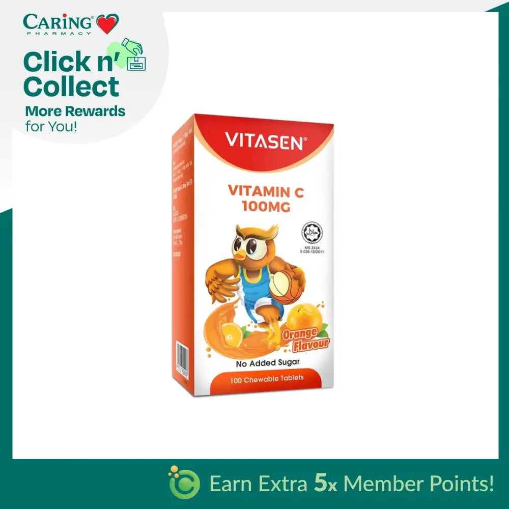 VITASEN VITAMIN C 100MG TABLET ORANGE 100S