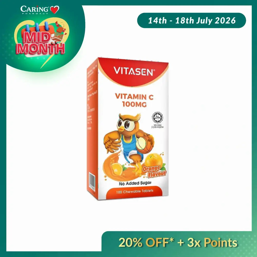 VITASEN VITAMIN C 100MG TABLET ORANGE 100S