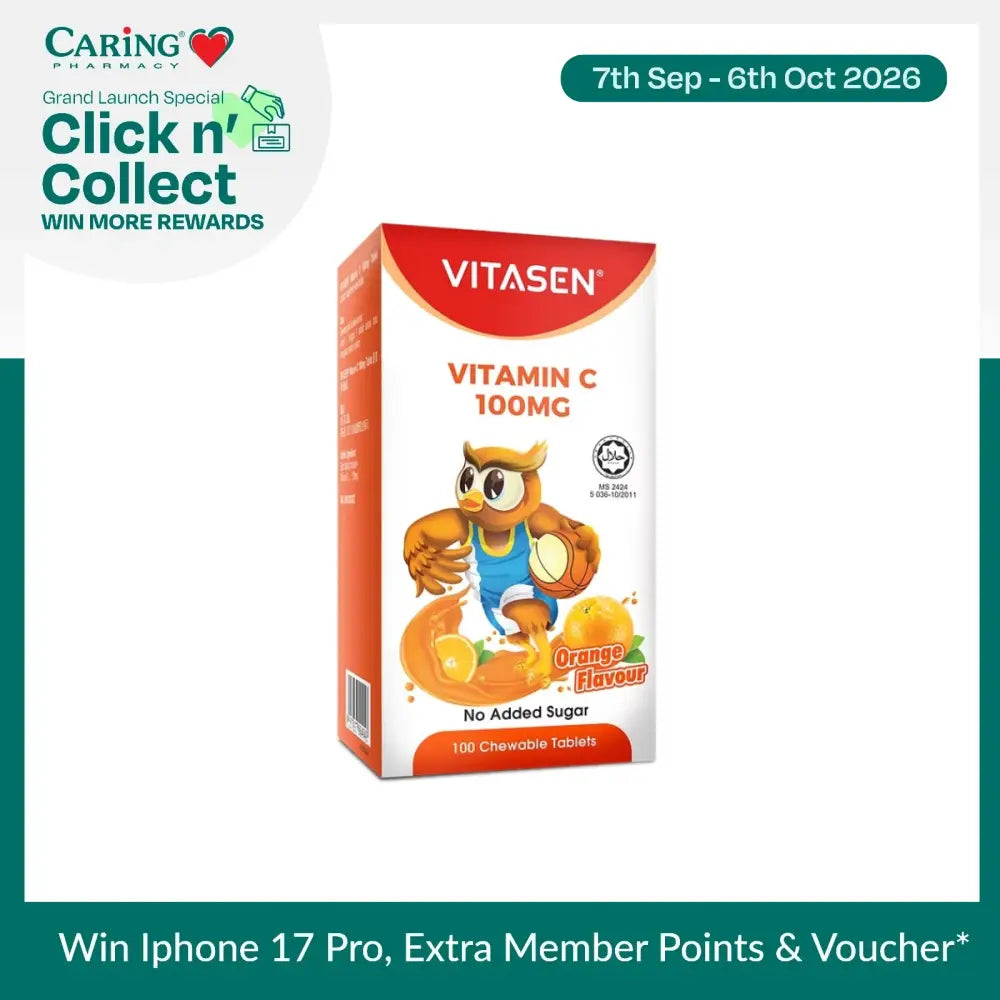 VITASEN VITAMIN C 100MG TABLET ORANGE 100S