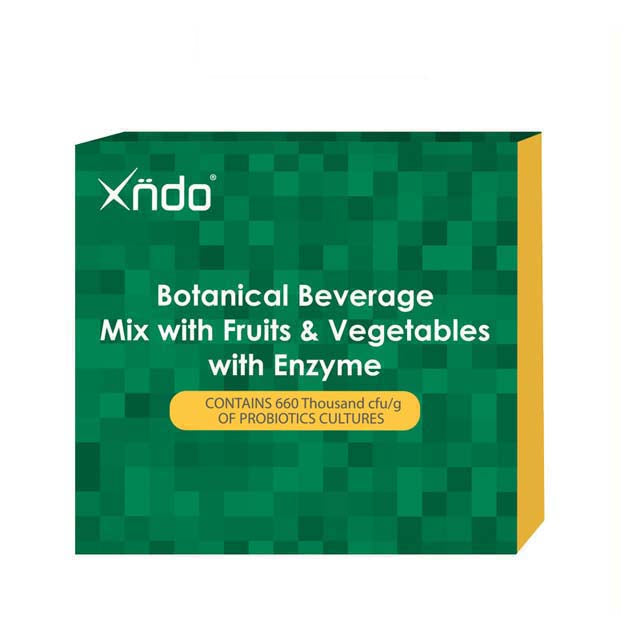 XNDO Botanical Enzyme Drink with Fruits and Vegetables in a Green Box for Health Benefits
