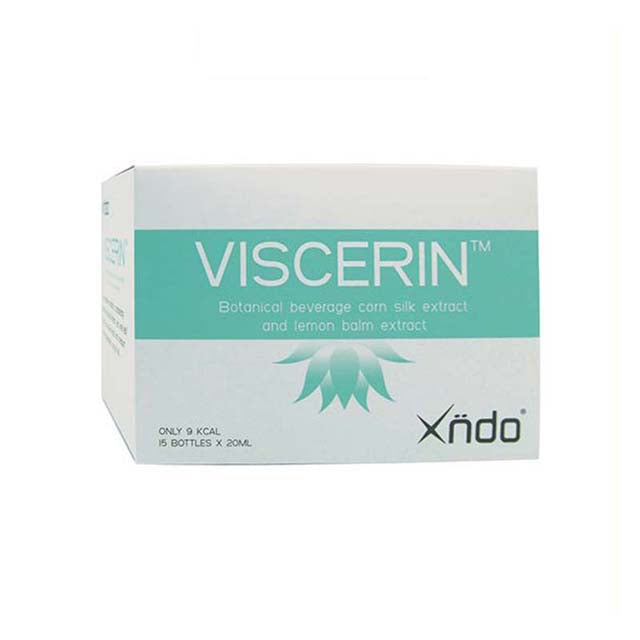 XNDO Viscerin supplement Malaysia in a box containing 15 bottles of botanical beverage