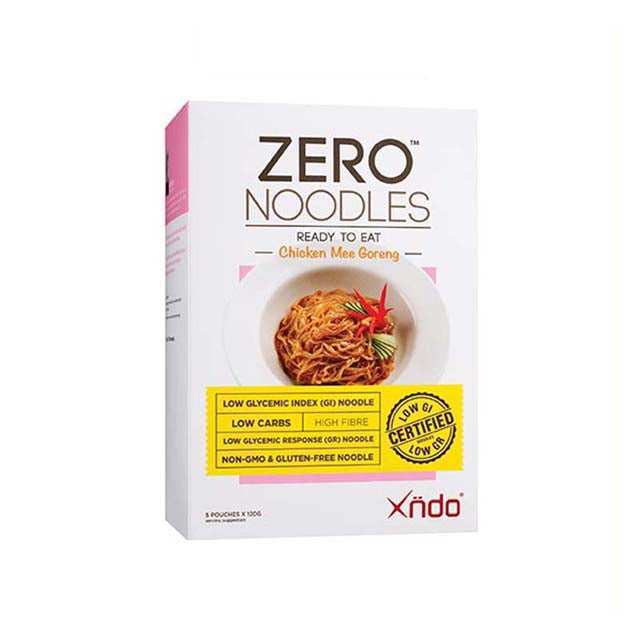 XNDO Zero Noodles Chic Mee Goreng in a box, ready to eat with low carbs and high fiber