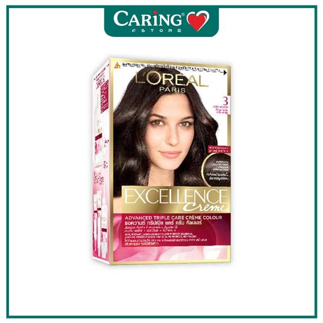 LOREAL EXCELLENCE CREME HAIR COLOUR - 3 NATURAL DARK BROWN 1S | Caring  Pharmacy Official Online Store