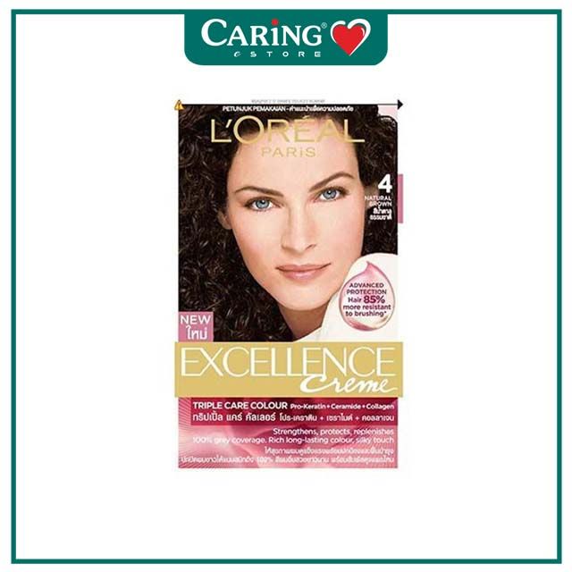 LOREAL EXCELLENCE CREME HAIR COLOUR - 4 NATURAL BROWN 1S | Caring Pharmacy  Official Online Store