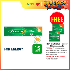 BEROCCA VITAMIN B+C ORANGE EFFERVESCENT TABLET 15’s 