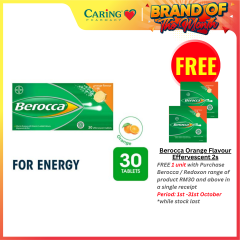 BEROCCA VITAMIN B+C ORANGE EFFERVESCENT TABLET 30’s 