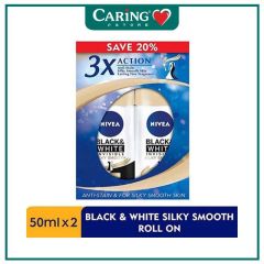 NIVEA DEODORANT BLACK & WHITE (F) SILKY SMOOTH ROLL ON 50ML X 2