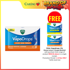 VICKS VAPODROPS ORANGE MENTHOL LOZENGES 6S